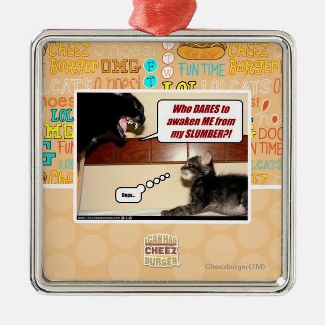 Who dares awaken me? metal ornament (Front)