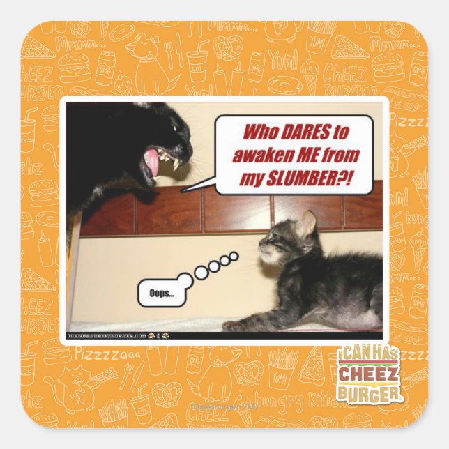 Who dares awaken me? square sticker (Front)