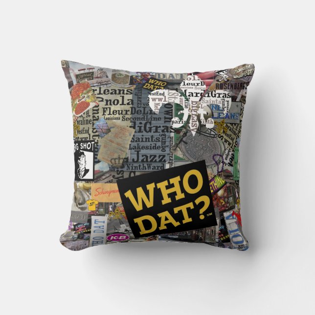 Who Dat t-shirts Throw Pillow (Front)
