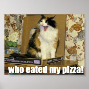 who eated my pizza? Funny Cat Meme Poster