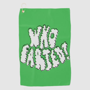 Who Farted Golf Towel Funny Green Puff Lettering
