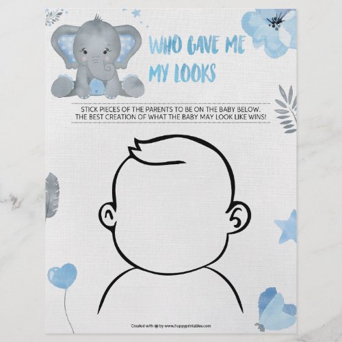 Who Gave Me My Looks Baby Elephant Blue Letterhead