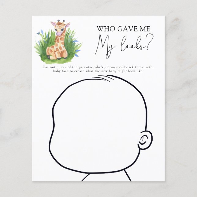 Who gave me my looks baby shower game (Front)