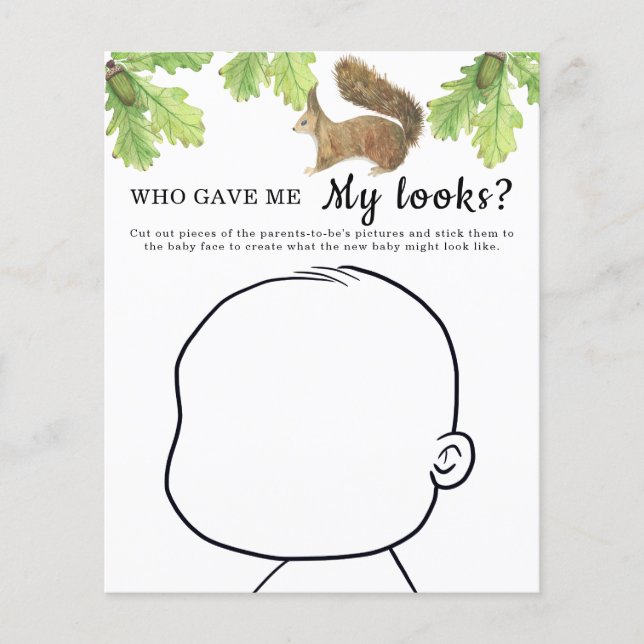 Who gave me my looks baby shower game (Front)