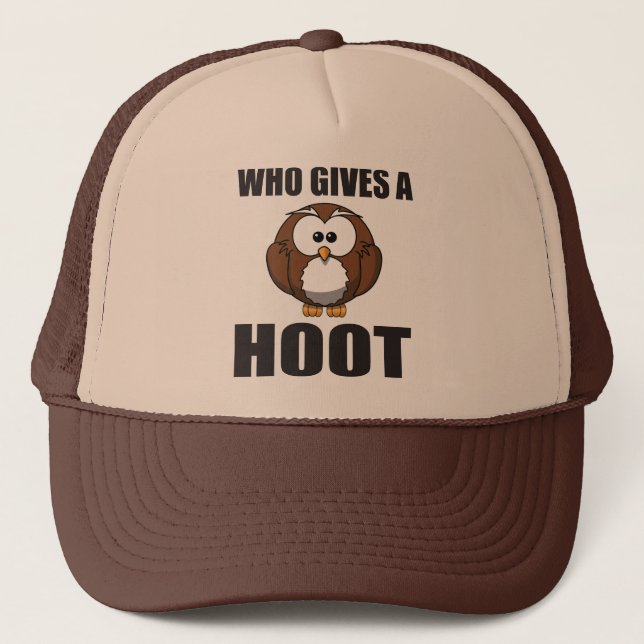 Who Gives a Hoot Owl Pun Trucker Hat (Front)