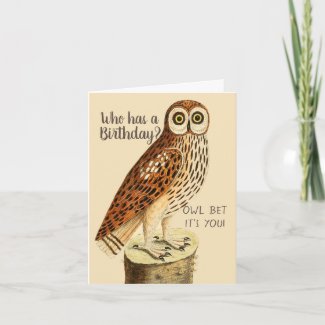 Who Has a Birthday Owl Bet It Is You Greeting Card