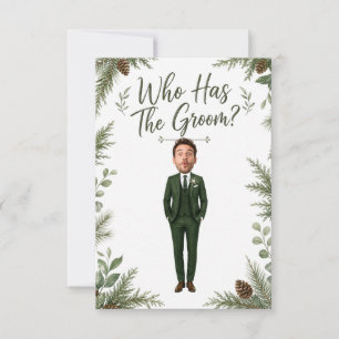 Who Has The Groom personalized bridal shower green Thank You Card