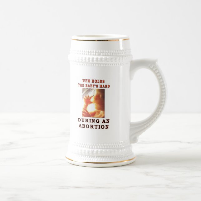 WHO HOLDS THE BABY'S HAND BEER STEIN (Right)