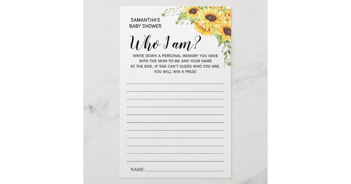 Who I Am Baby Shower English Spanish Game Card Zazzle Com