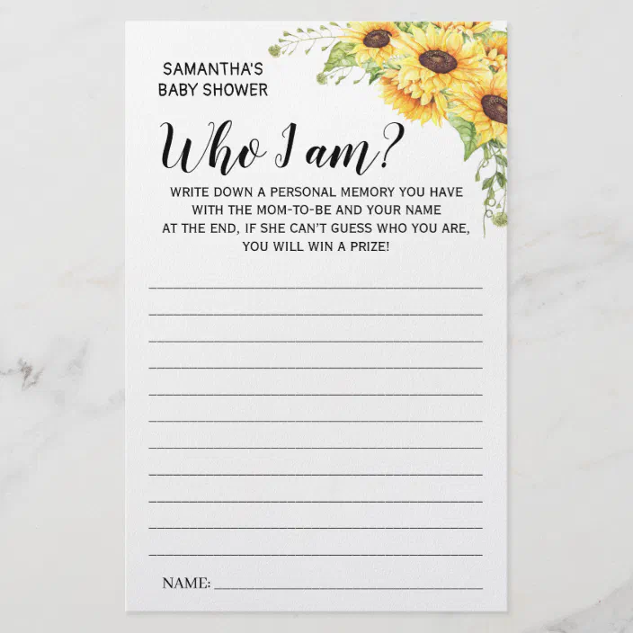 Who I Am Baby Shower English Spanish Game Card Flyer Zazzle Com