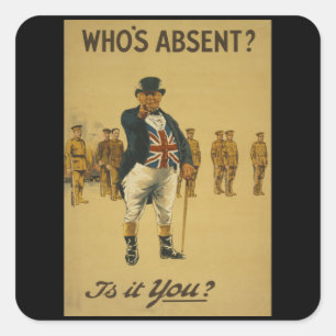 Who Is Absent - Vintage England War Square Sticker