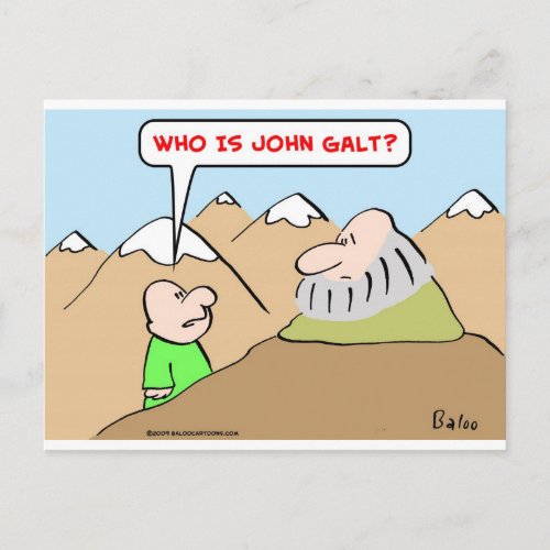 who is john galt ayn rand objectivism postcard