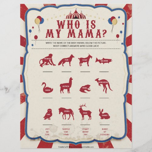 Who Is My Mama Circus Theme Letterhead