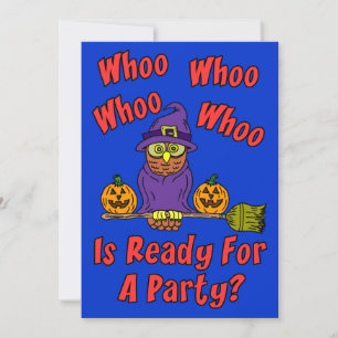 Who Is Ready For A Party Halloween Owl Cartoon Kid Invitation