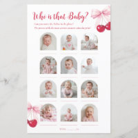 Who is that Baby 12 Photo Game Pink Cherry Sign
