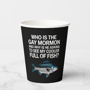 Who Is The Gay Mormon Funny LGBTQ Pride Fish Paper Cups