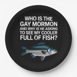 Who Is The Gay Mormon Funny LGBTQ Pride Fish Paper Plates