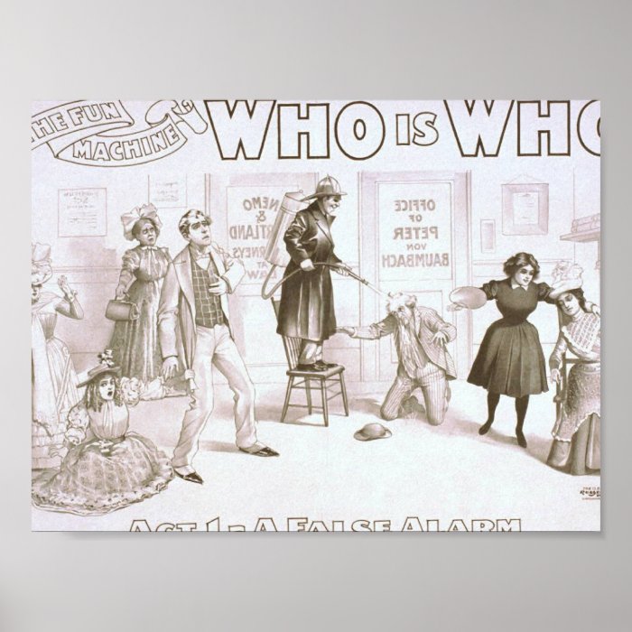 Who is Who, 'Act 1   A False Alarm' Vintage Theate Posters