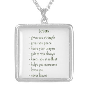 Who Jesus is Comforting Reminder Keepsake Gift Silver Plated Necklace