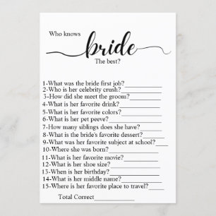 Who know the bride best bridal shower party game program
