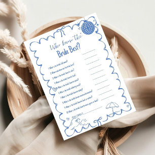 Who know the bride the best bachelorette game Card