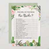 Who Knows Bride Best Fiesta Bridal Shower Game Invitation (Front/Back)