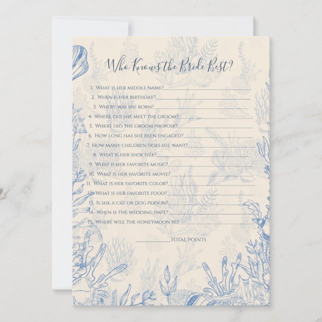 Who Knows Bride Game Card (Front)