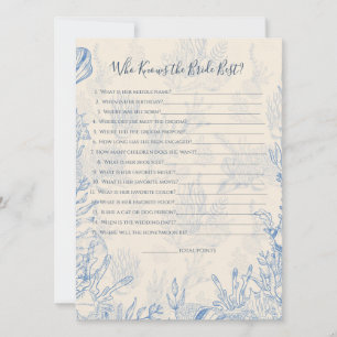 Who Knows Bride Game Card
