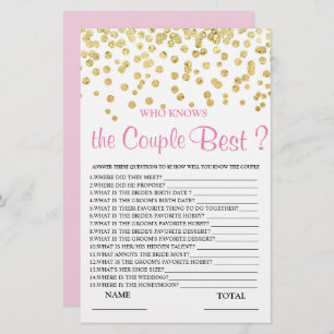 Who knows Couple best Pink Gold Bridal Game