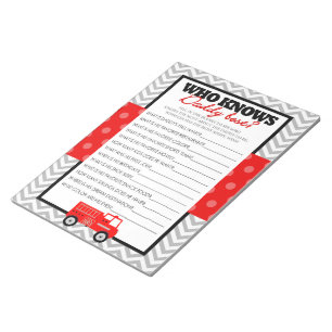 Who Knows Daddy Best Firetruck Game - 40 Pack Notepad