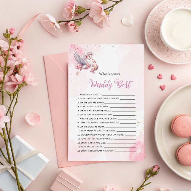 Who Knows Daddy Best? Pink Stork Girl Baby Shower  (Creator Uploaded)