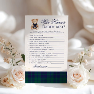 Who knows daddy best Teddy Bear Navy Plaid game
