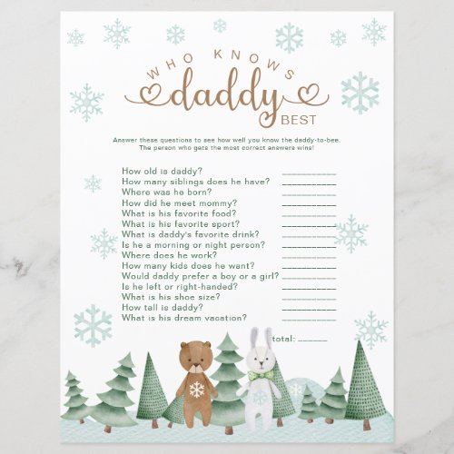 Who Knows Daddy Best Winter Woodland Game