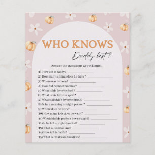 Who Knows Daddy Fall Pumpkin Baby Shower Game Card