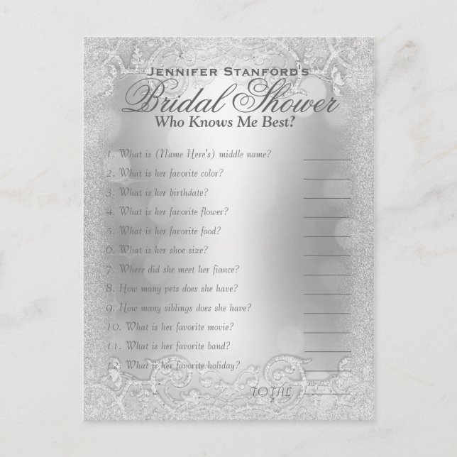 Who' Know's Me Game | Silver Elegance Postcard (Front)