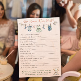 Who Knows Mom Best Clothesline Baby Shower Game Advice Card