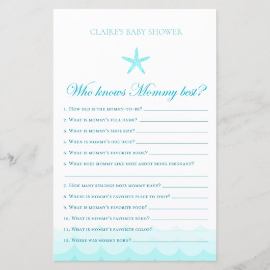 Who Knows Mommy Best - Baby Shower Game (Front)