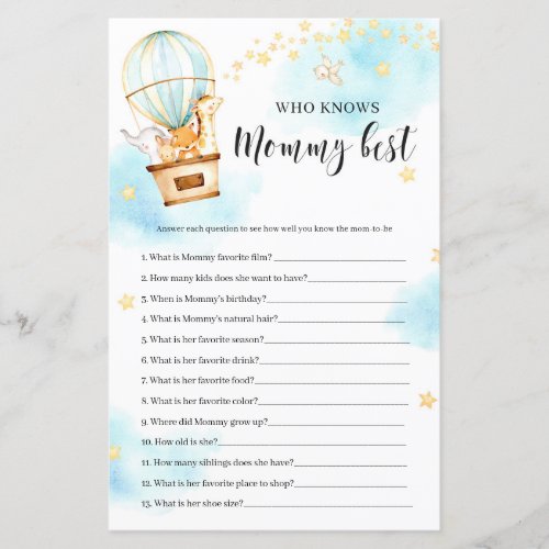 Who knows mommy best Baby Shower game