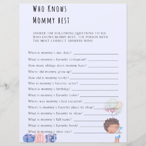 Who Knows Mommy Best Baby Shower Game