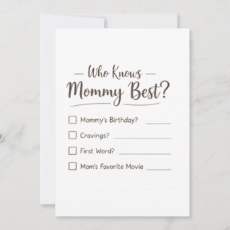 Who Knows Mommy Best? – Baby Shower Game Card