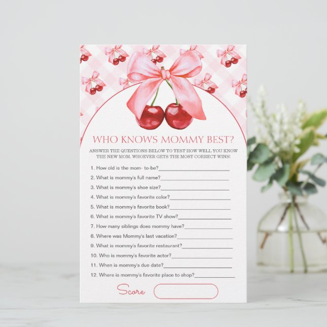 Who knows mommy best Baby Shower Game Card (Standing Front)