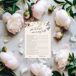 Who Knows Mommy Best Baby Shower Game Card