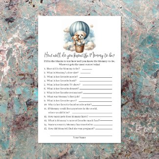 Who Knows Mommy Best Baby Shower Game Card