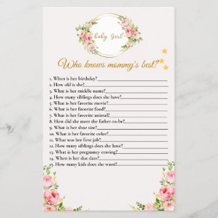 Who Knows Mommy Best Baby Shower Game Flyer