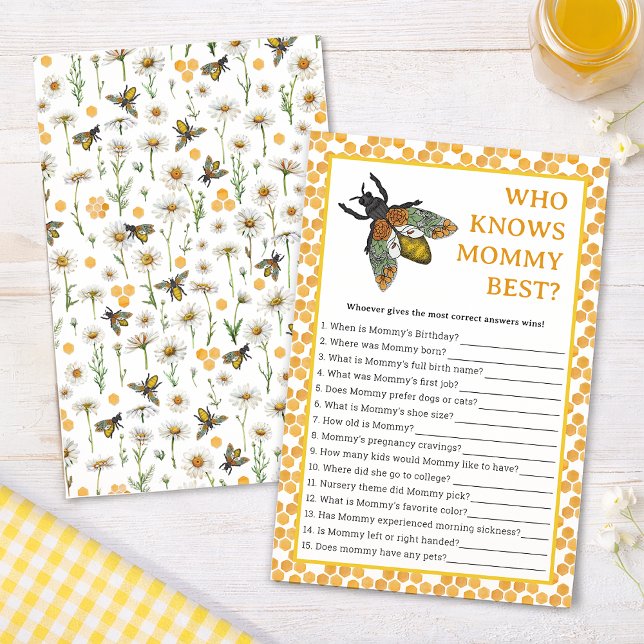 Who Knows Mommy Best Baby Shower Game | Honey Bee  (Who Knows Mommy Best)