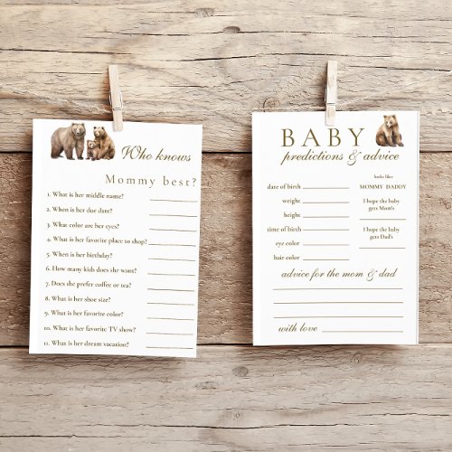 Who Knows Mommy Best Bear Baby Shower Game Flyer