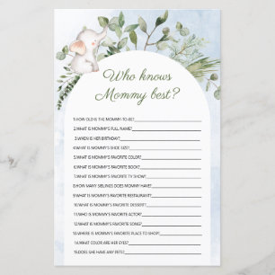 Who knows Mommy best Blue Baby Shower Game