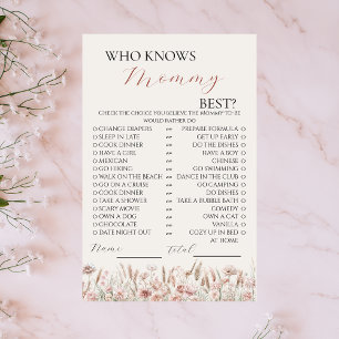 Who Knows Mommy Best Boho Floral Game Flyer
