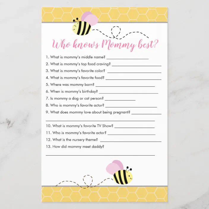 Word Scramble & Who Knows Mommy Best Games For Baby Celebration Set of 2 Baby Shower Game 