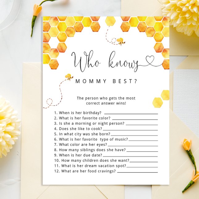 Who knows Mommy Best Bumble Bee Baby Shower Game (Creator Uploaded)